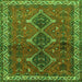 Round Machine Washable Persian Green Traditional Area Rugs, wshtr720grn