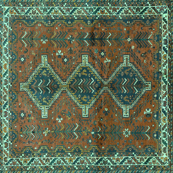 Square Persian Turquoise Traditional Rug, tr720turq