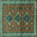 Square Persian Turquoise Traditional Rug, tr720turq