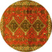 Round Machine Washable Persian Yellow Traditional Rug, wshtr720yw