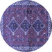 Round Persian Blue Traditional Rug, tr720blu