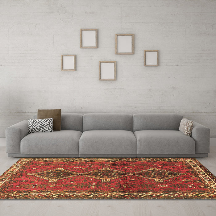Machine Washable Persian Brown Traditional Rug in a Living Room,, wshtr720brn
