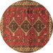Round Persian Brown Traditional Rug, tr720brn