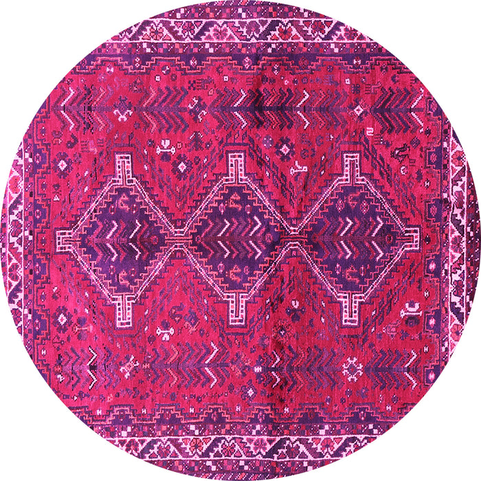 Round Machine Washable Persian Pink Traditional Rug, wshtr720pnk