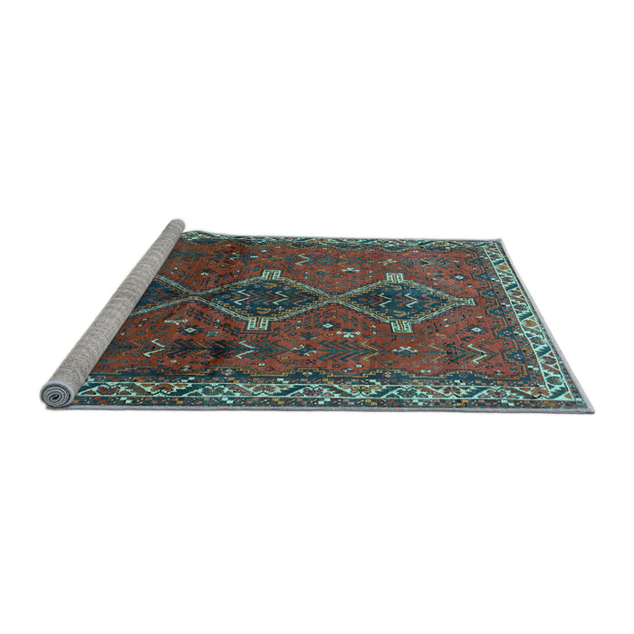 Sideview of Machine Washable Persian Light Blue Traditional Rug, wshtr720lblu