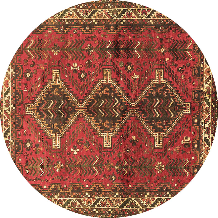 Round Machine Washable Persian Brown Traditional Rug, wshtr720brn