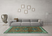 Machine Washable Persian Turquoise Traditional Area Rugs in a Living Room,, wshtr720turq