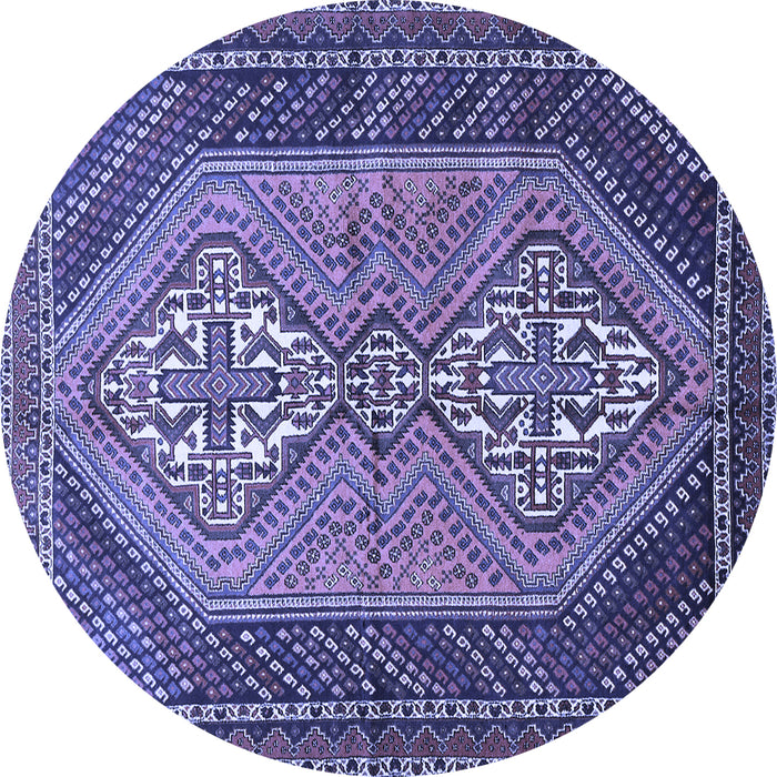 Round Machine Washable Persian Blue Traditional Rug, wshtr721blu