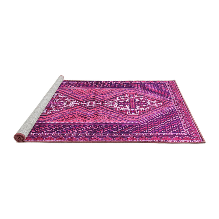 Sideview of Machine Washable Persian Pink Traditional Rug, wshtr721pnk