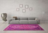 Machine Washable Persian Pink Traditional Rug, wshtr721pnk