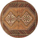 Round Persian Brown Traditional Rug, tr721brn