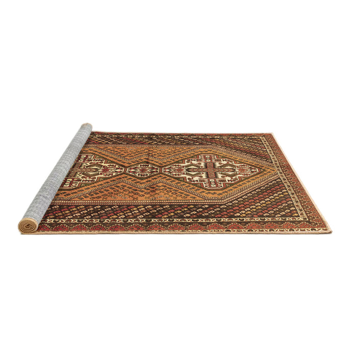 Sideview of Machine Washable Persian Brown Traditional Rug, wshtr721brn