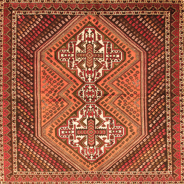 Round Machine Washable Persian Orange Traditional Area Rugs, wshtr721org