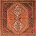 Round Machine Washable Persian Orange Traditional Area Rugs, wshtr721org