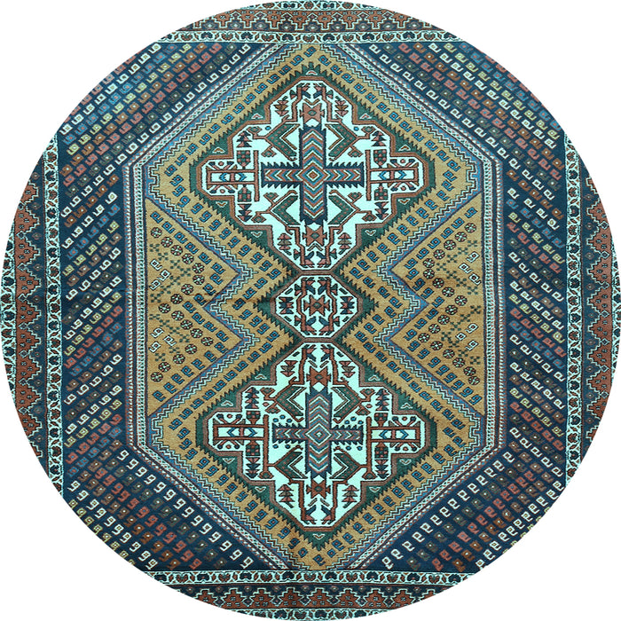 Round Machine Washable Persian Light Blue Traditional Rug, wshtr721lblu