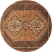 Round Machine Washable Persian Brown Traditional Rug, wshtr721brn