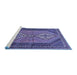 Sideview of Machine Washable Persian Blue Traditional Rug, wshtr721blu