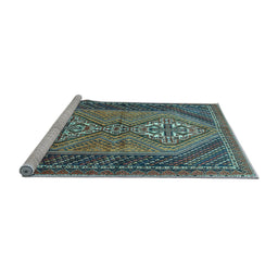 Sideview of Machine Washable Persian Light Blue Traditional Rug, wshtr721lblu