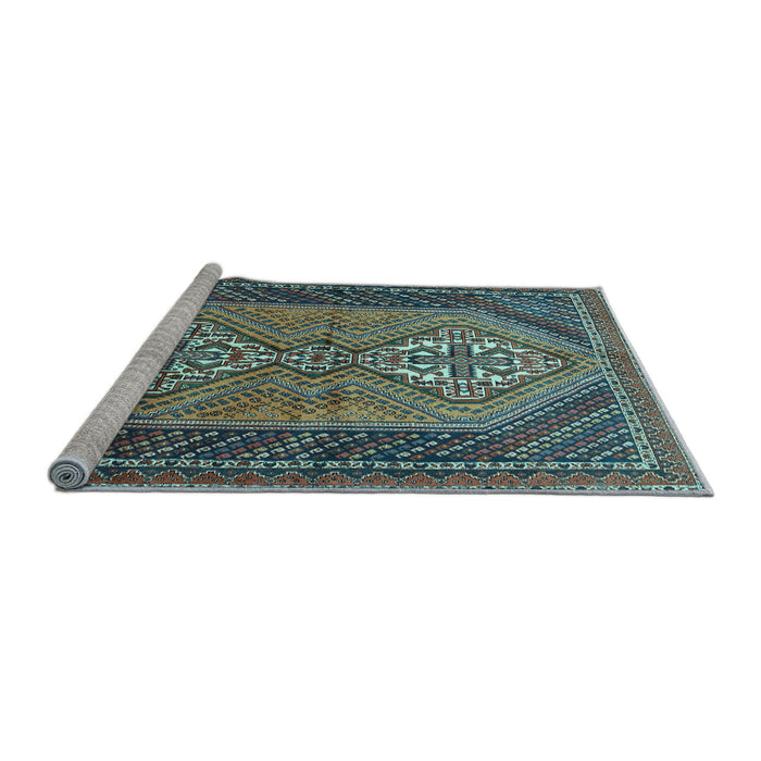 Sideview of Machine Washable Persian Light Blue Traditional Rug, wshtr721lblu