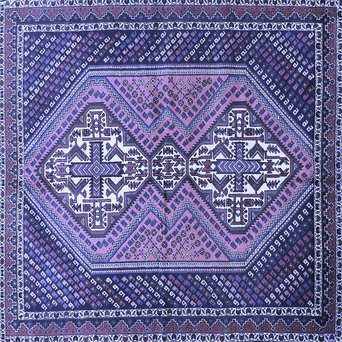 Square Machine Washable Persian Blue Traditional Rug, wshtr721blu