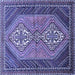 Square Machine Washable Persian Blue Traditional Rug, wshtr721blu