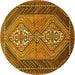 Round Persian Yellow Traditional Rug, tr721yw