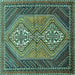 Square Persian Turquoise Traditional Rug, tr721turq
