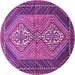 Round Machine Washable Persian Purple Traditional Area Rugs, wshtr721pur