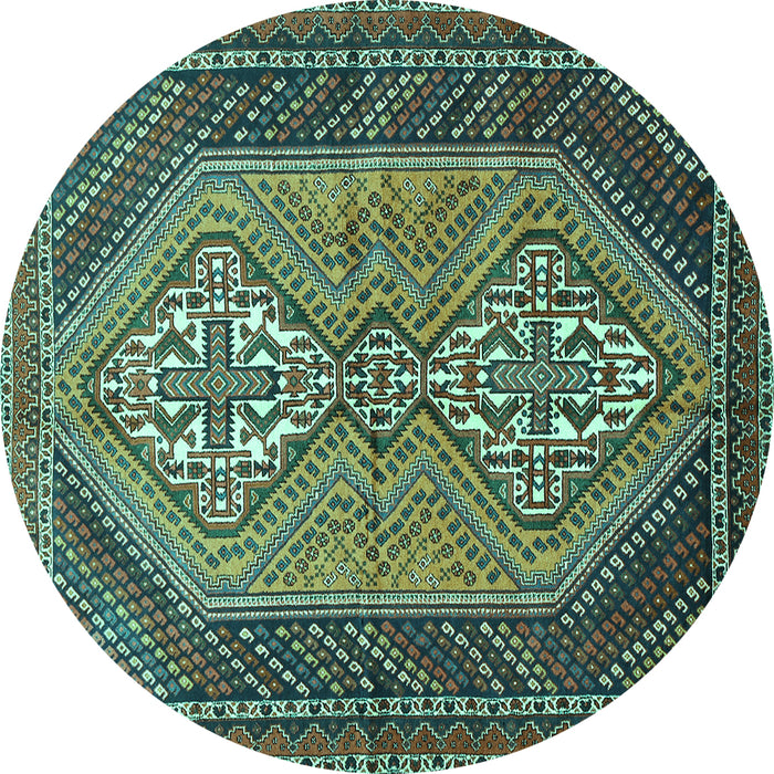 Round Persian Turquoise Traditional Rug, tr721turq