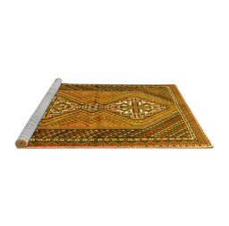 Sideview of Machine Washable Persian Yellow Traditional Rug, wshtr721yw