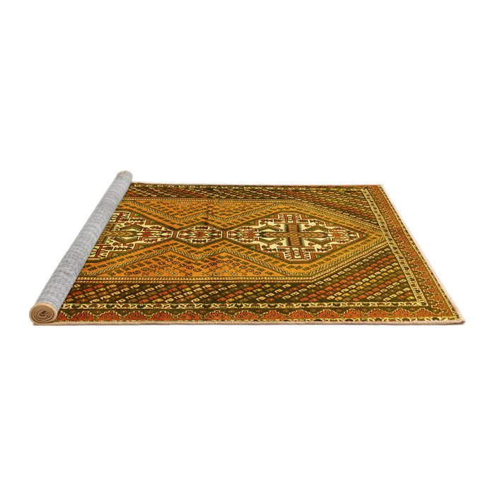 Sideview of Machine Washable Persian Yellow Traditional Rug, wshtr721yw