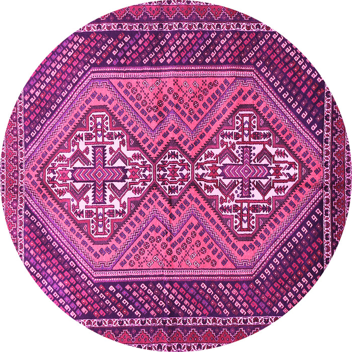 Round Machine Washable Persian Pink Traditional Rug, wshtr721pnk