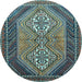 Round Persian Light Blue Traditional Rug, tr721lblu