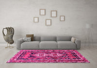 Machine Washable Southwestern Pink Country Rug, wshtr722pnk