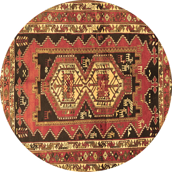 Round Machine Washable Southwestern Brown Country Rug, wshtr722brn