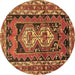 Round Machine Washable Southwestern Brown Country Rug, wshtr722brn