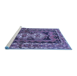 Sideview of Machine Washable Southwestern Blue Country Rug, wshtr722blu