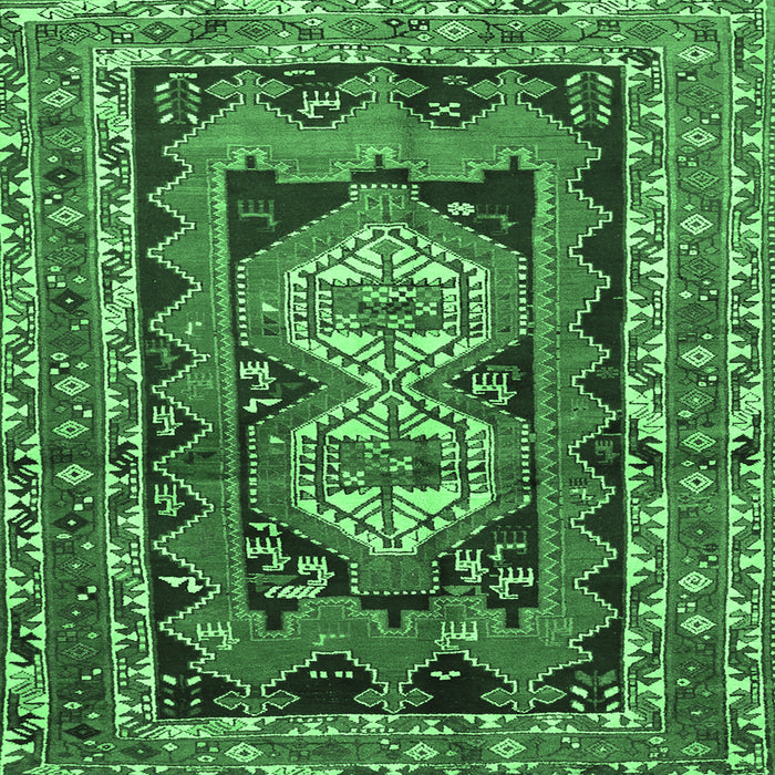 Square Southwestern Emerald Green Country Rug, tr722emgrn