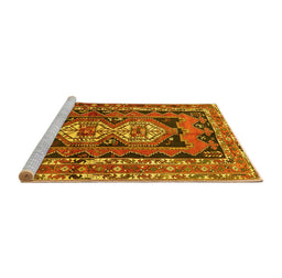 Sideview of Machine Washable Southwestern Yellow Country Rug, wshtr722yw