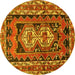 Round Southwestern Yellow Country Rug, tr722yw