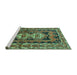 Sideview of Machine Washable Southwestern Turquoise Country Area Rugs, wshtr722turq