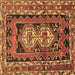 Square Machine Washable Southwestern Brown Country Rug, wshtr722brn