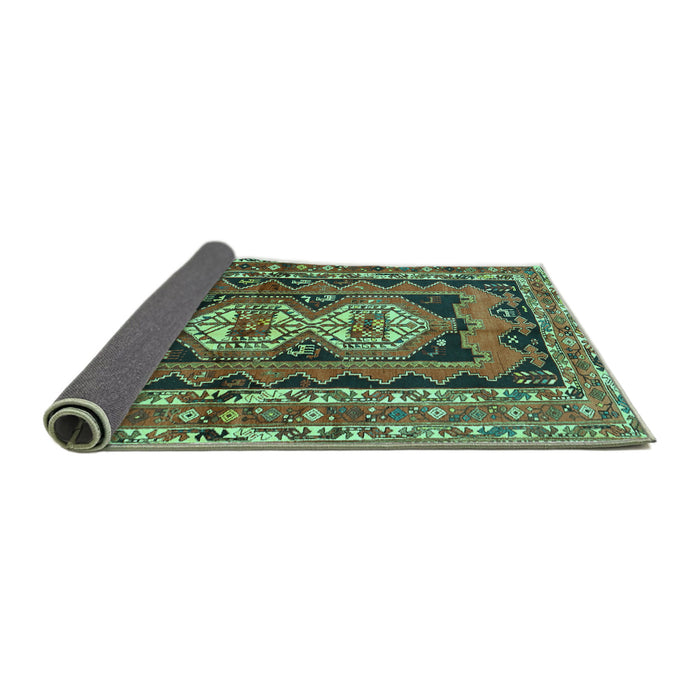 Sideview of Southwestern Turquoise Country Rug, tr722turq