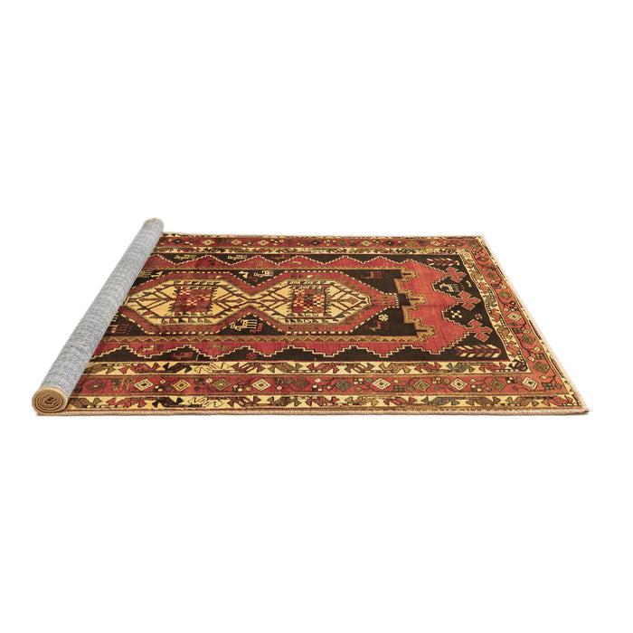 Sideview of Machine Washable Southwestern Brown Country Rug, wshtr722brn
