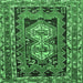 Square Machine Washable Southwestern Emerald Green Country Area Rugs, wshtr722emgrn