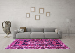 Machine Washable Southwestern Purple Country Area Rugs in a Living Room, wshtr722pur