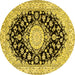 Round Medallion Yellow Traditional Rug, tr723yw