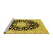 Sideview of Machine Washable Medallion Yellow Traditional Rug, wshtr723yw