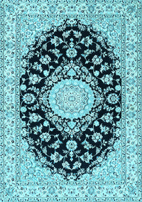 Medallion Light Blue Traditional Rug, tr723lblu