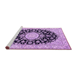 Sideview of Machine Washable Medallion Purple Traditional Area Rugs, wshtr723pur